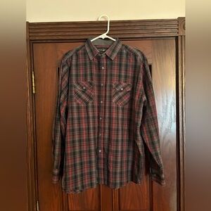 Beverly Hills Polo Club Red and Brown Plaid Shirt